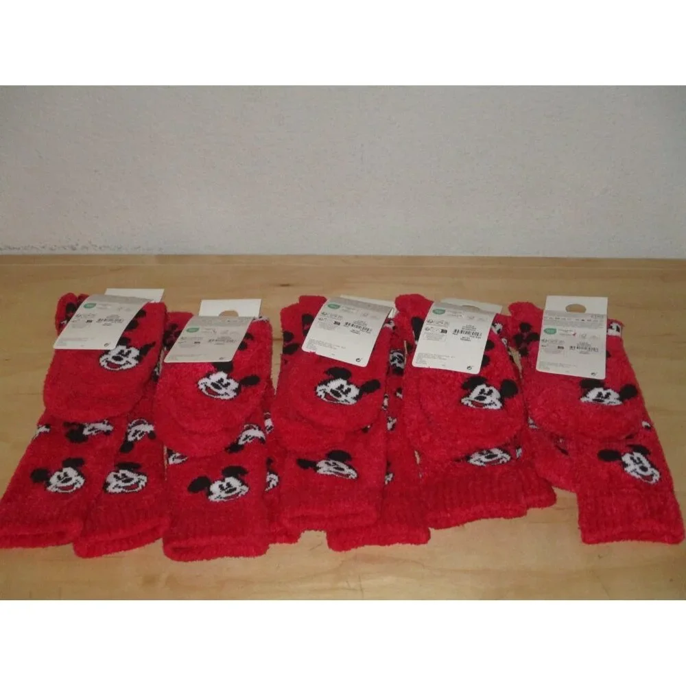 Disney Cosy Sock Mickey Mouse Face Size 6-10 Polyester Wholesale Lot of 5 Pairs